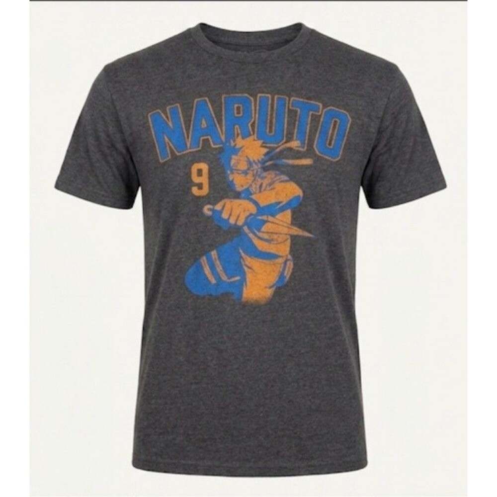 Naruto Shippuden Shirt Men's Large L Dark Gray Heather Graphic Anime Jersey Tee